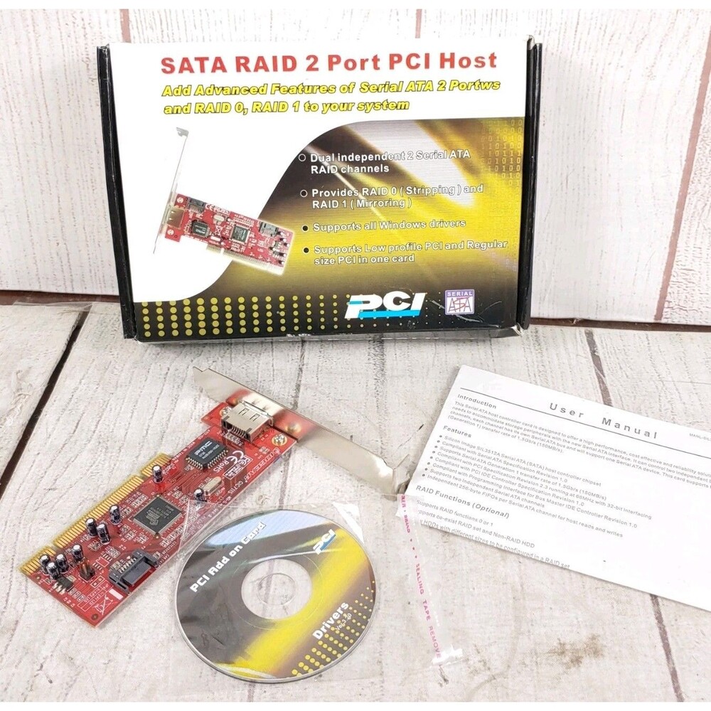 2 Port Sata Raid 150 PCI Host SBT-SRD2 Windows PC Card - TESTED WORKING